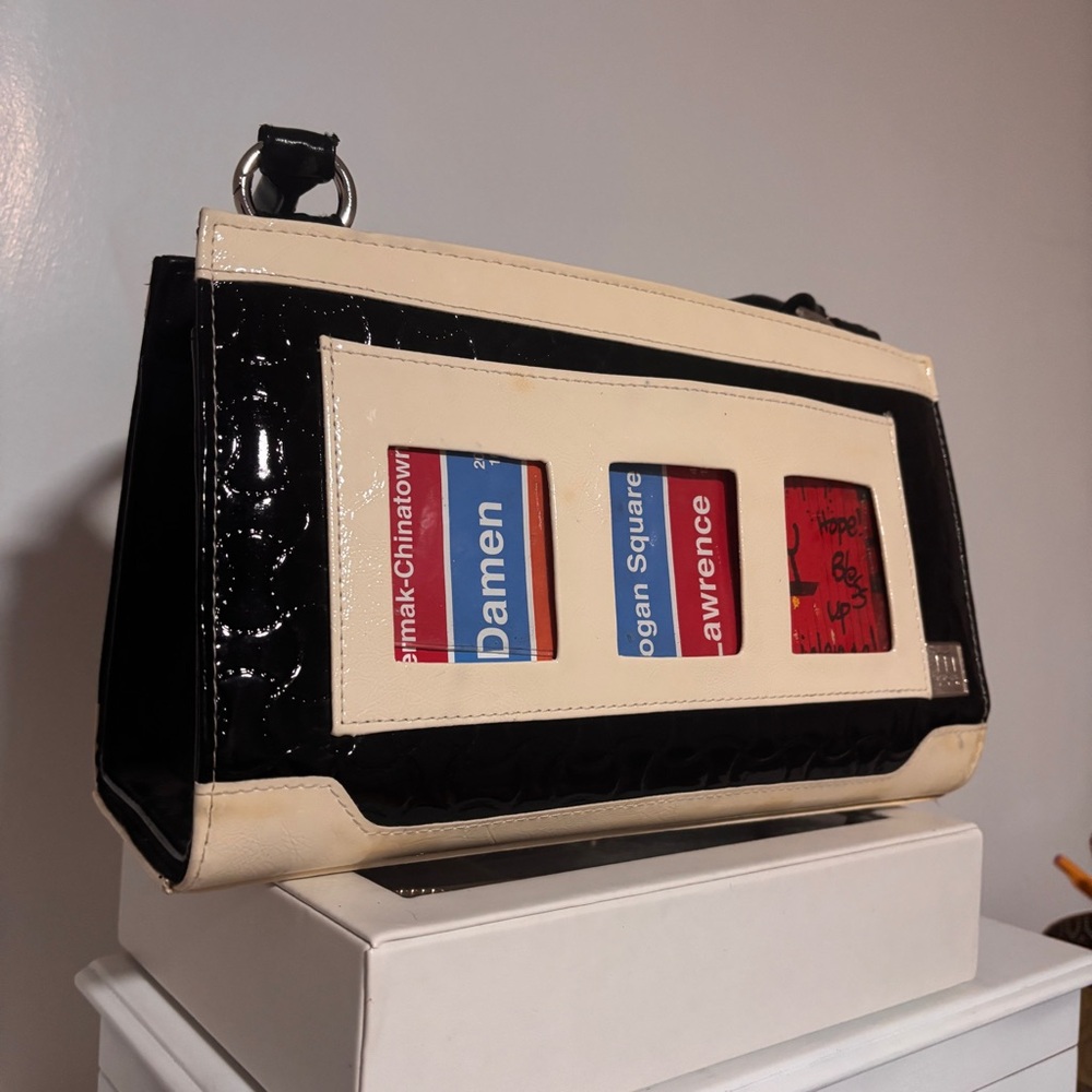 Miche Cassidy Shoulder Bag - Black/Cream - Patent Leather - Classic Base Bag